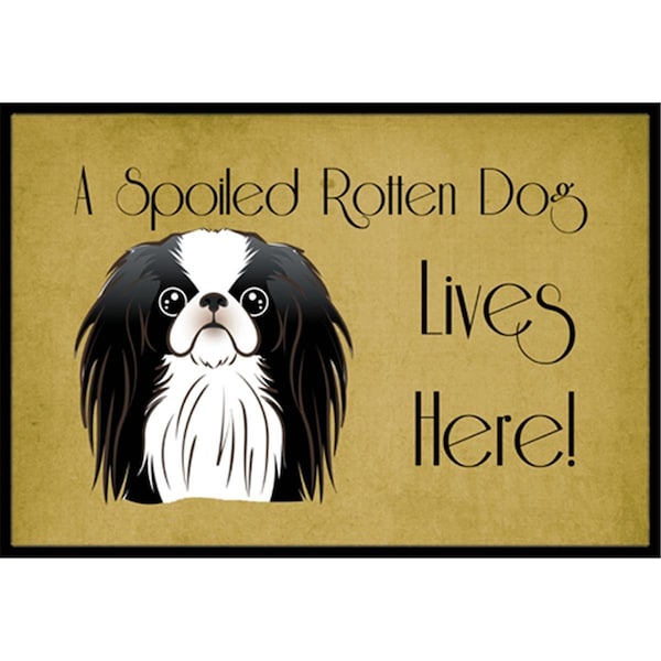 Carolines Treasures Japanese Chin Spoiled Dog Lives Here Indoor & Outdoor Mat, 18 x 27 in. CA77472 - main
